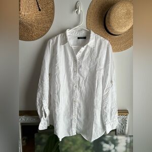 Vintage 90’s Ralph Lauren White Linen Button-Up – Large – Excellent Sz large